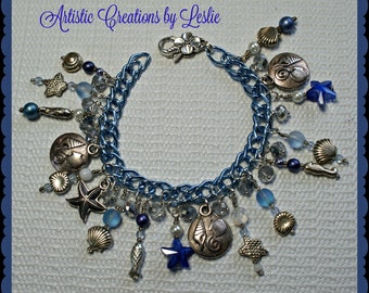 Beach Charm Bracelet in Blue