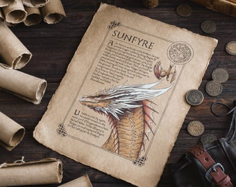 Sunfyre Dragon Scroll Art Print