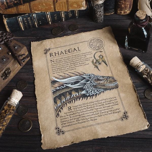 Rhaegal Dragon Scroll Art Print