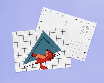 Postkarte - Eichhörnchen und Dreieck - Gitter Geometrie Grüße Geschenk Geburtstag