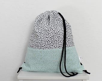 Rucksack big - mint green and dots