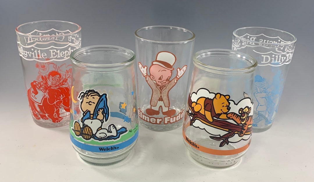 Vintage Character Jelly Jar Juice Glasses 2 Different Styles Available