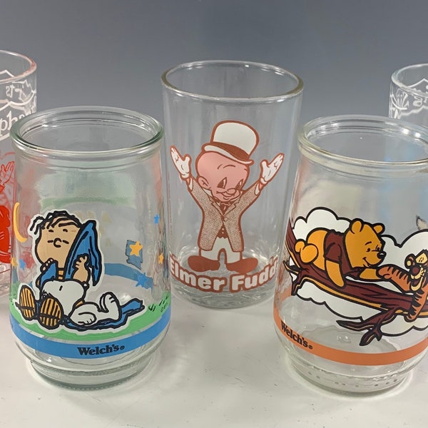 Vintage Character Jelly Jar Juice Glasses ~ 2 Different Styles Available ~ Sold Separately