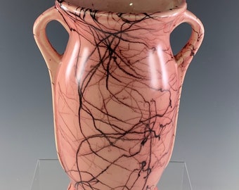 Brush Coral Pink Cobweb Pottery Vase Shape #711