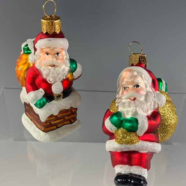 Blown Glass Santa Ornaments Made in Poland in Original Packaging