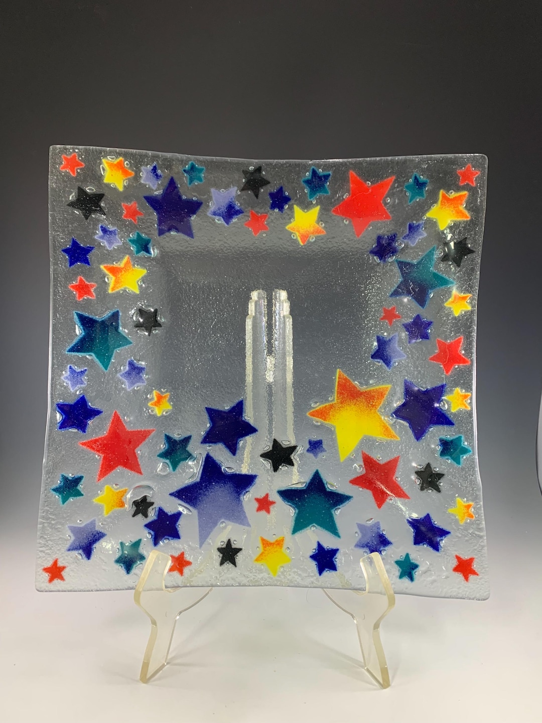 Peggy Karr Large Colorful Stars Plate/serving Platter - Etsy