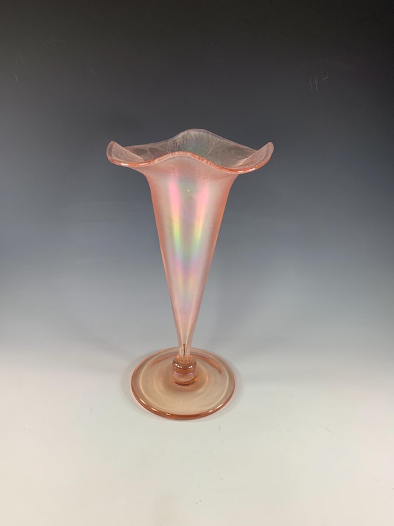 Orient and Flume Pink Stretch Glass Trumpet Vase R11255115 - Etsy