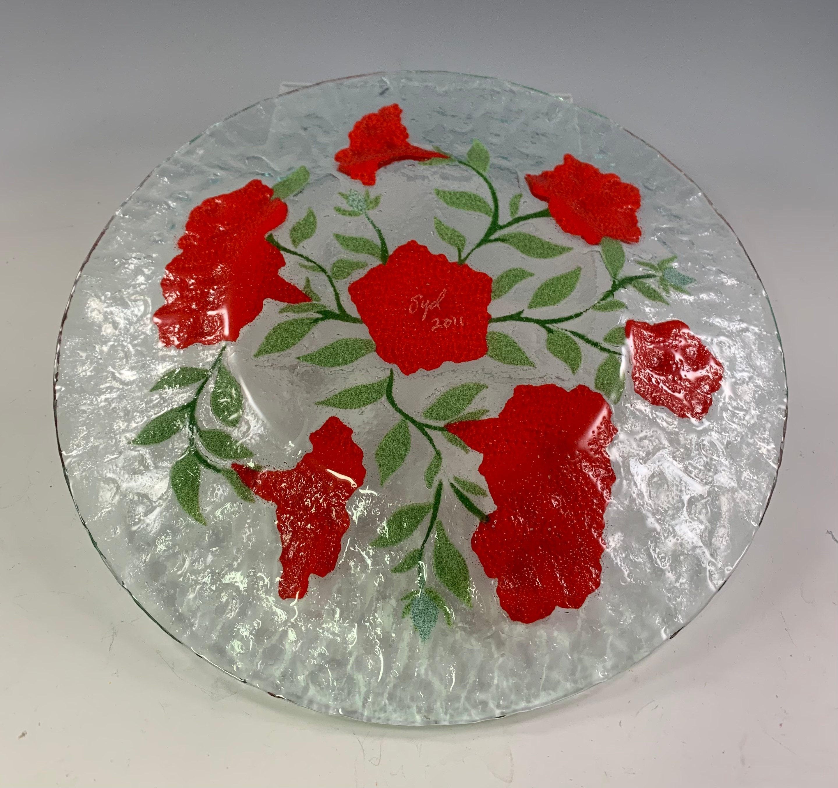 Sydenstricker Glass Red Floral Dinner Plate in Your Choice of Etsy