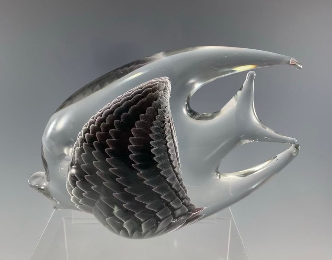Art Glass Angelfish Figurine/paperweight With Fumato or Smoke Glass ...