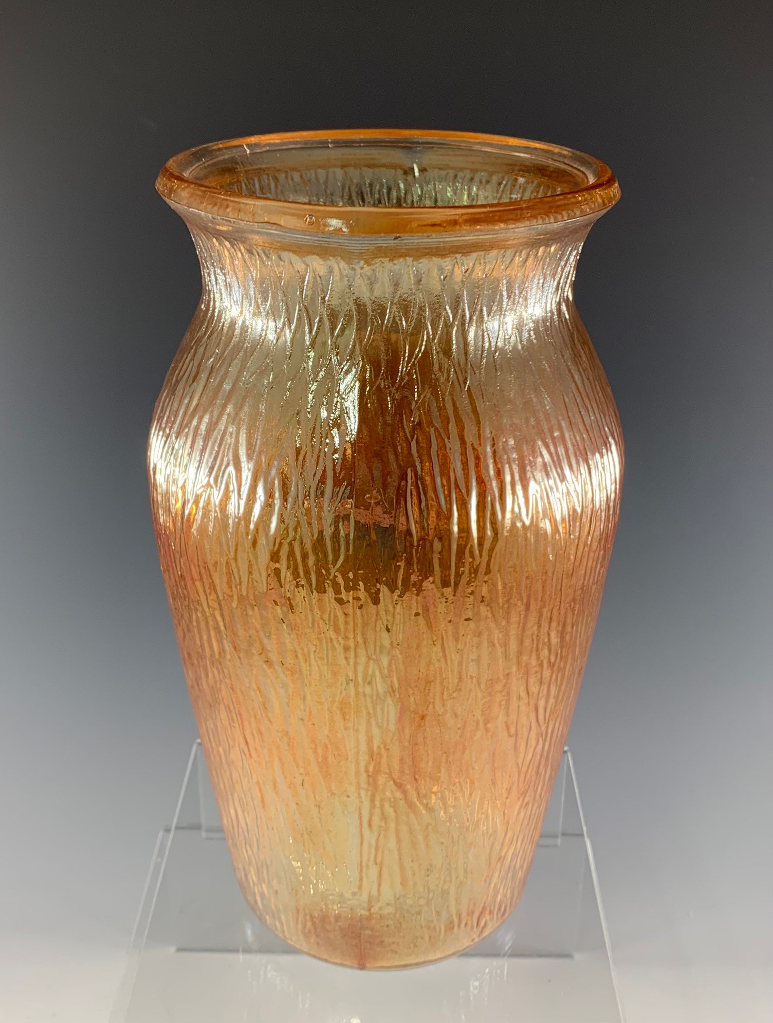 Glass Iridescent Marigold Tree Bark Flower Vase Etsy