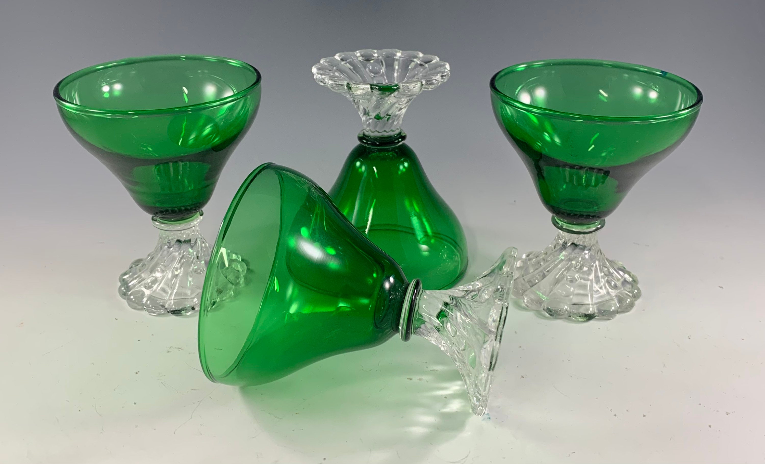 Anchor Hocking Forest Green Inspiration Swirl Foot Liquor Cocktail