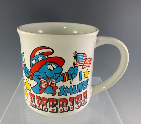 Smurf Travels America Mug by Wallace Barrie Made in Korea 1982 - Etsy
