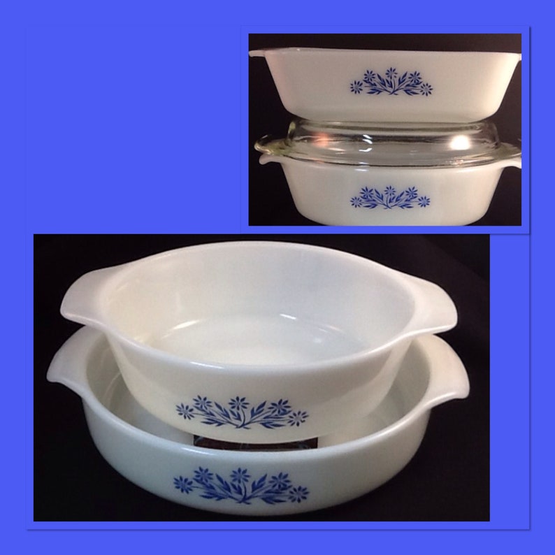 Anchor Hocking Fire King Bakeware Blue Cornflower Pattern Etsy
