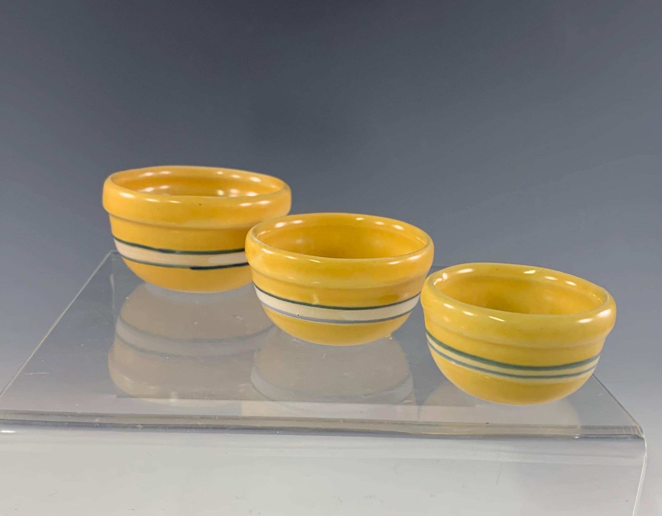 Tender Heart Treasures Striped Yellow Ware Miniature Bowls Set of
