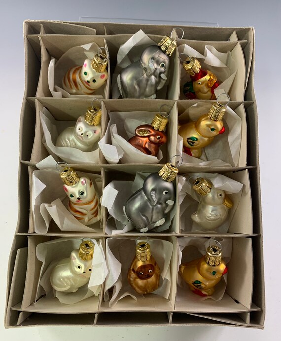 Blown Glass Animal Ornaments in Original Packaging Set of 12 Etsy