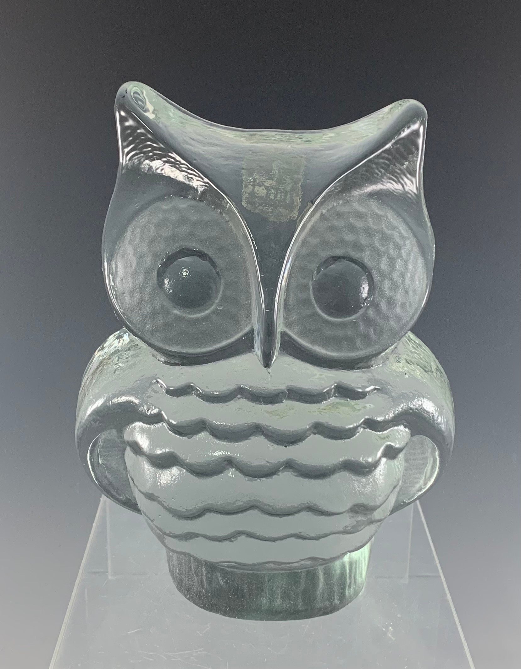 Viking Art Glass Crystal Satin Owl Figurine/paperweight/bookend - Etsy
