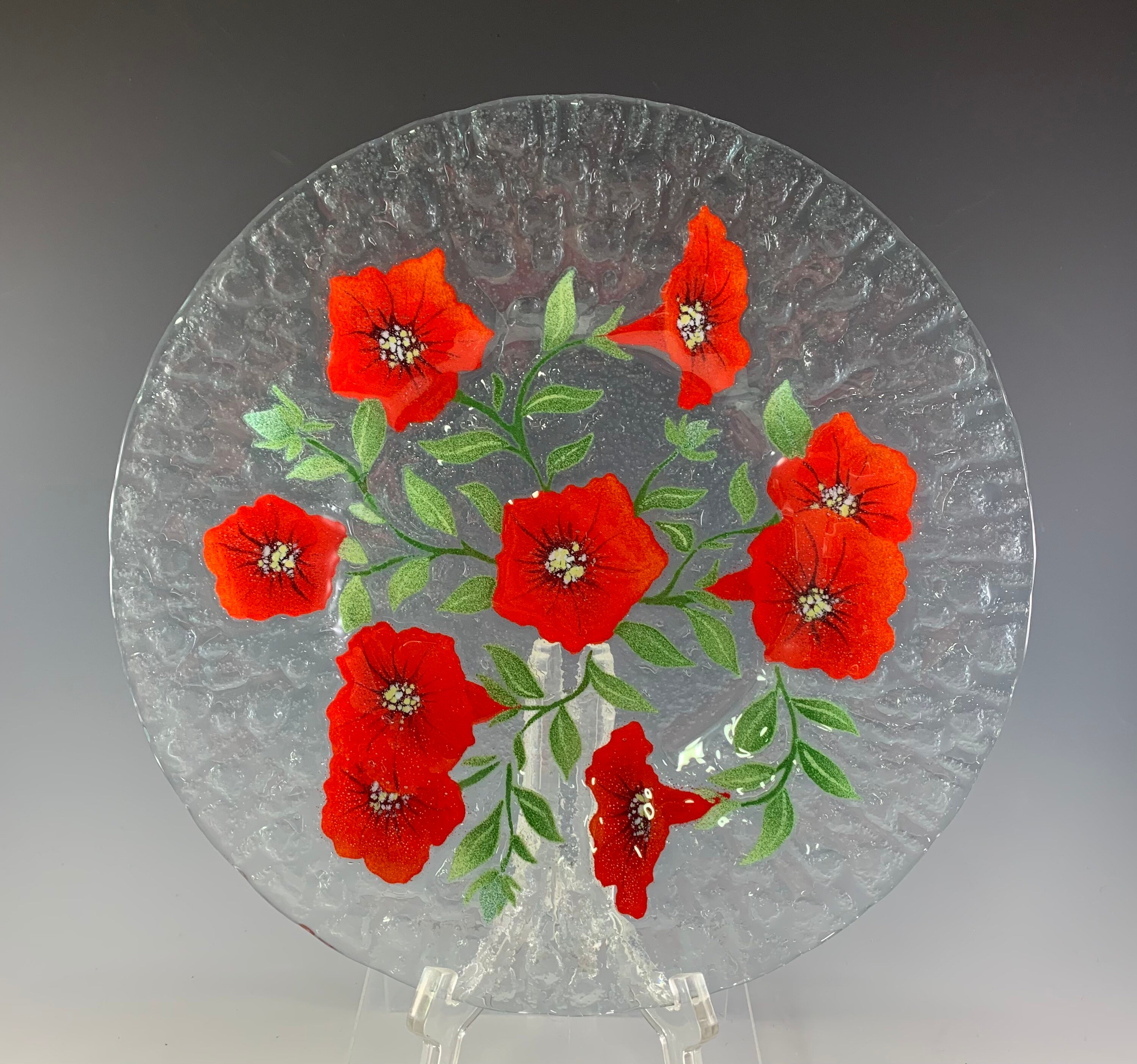Sydenstricker Glass Red Floral Dinner Plate in Your Choice of Etsy
