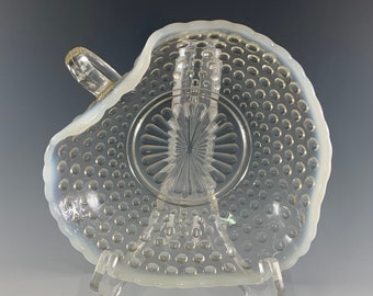 Anchor Hocking Opalescent Moonstone Small Handled Heart Bowl