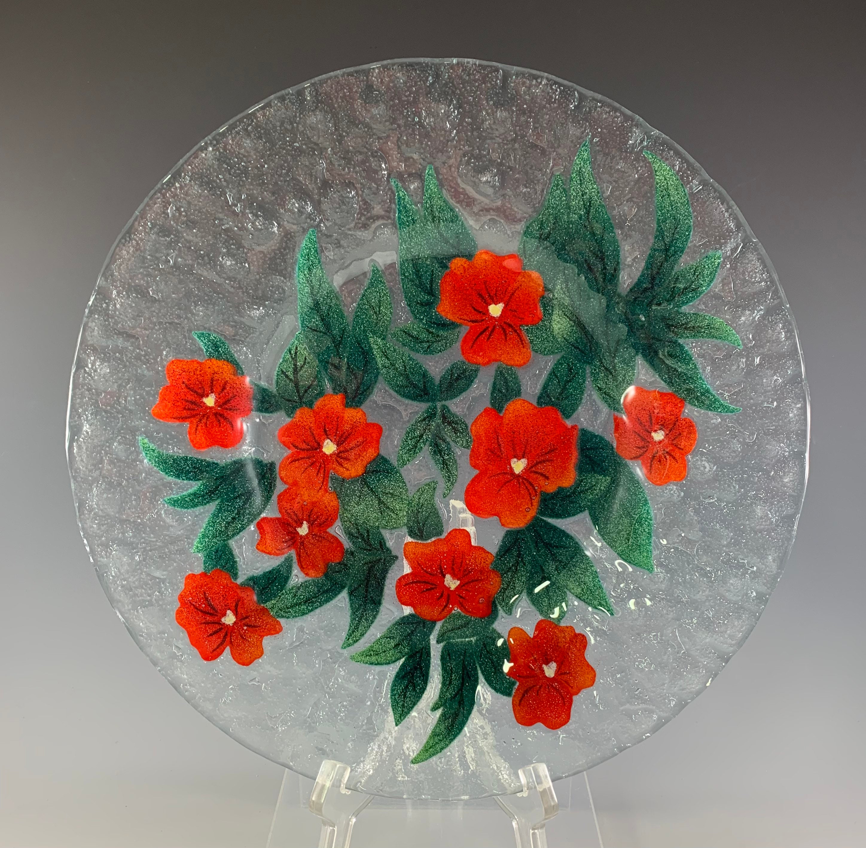 Sydenstricker Glass Red Floral Dinner Plate in Your Choice of Etsy