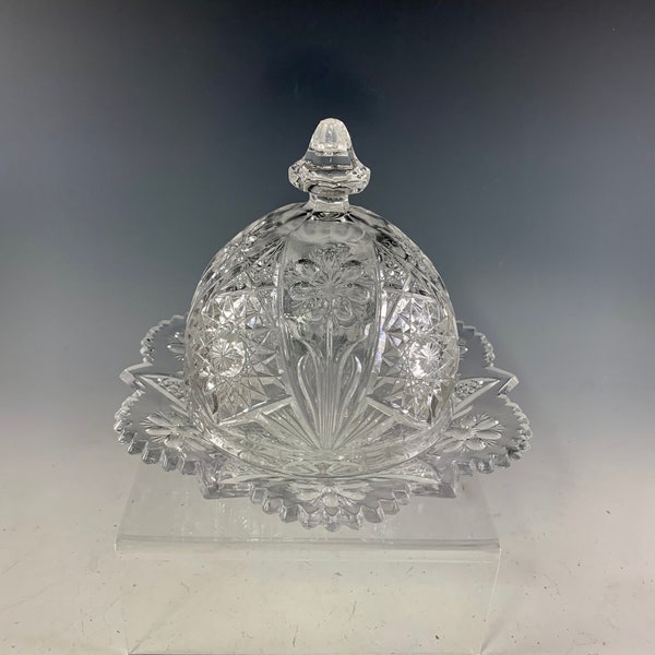 EAPG Imperial Glass No. 474 La Rochelle (OMN) aka Cosmos Covered Butter Dish c1910