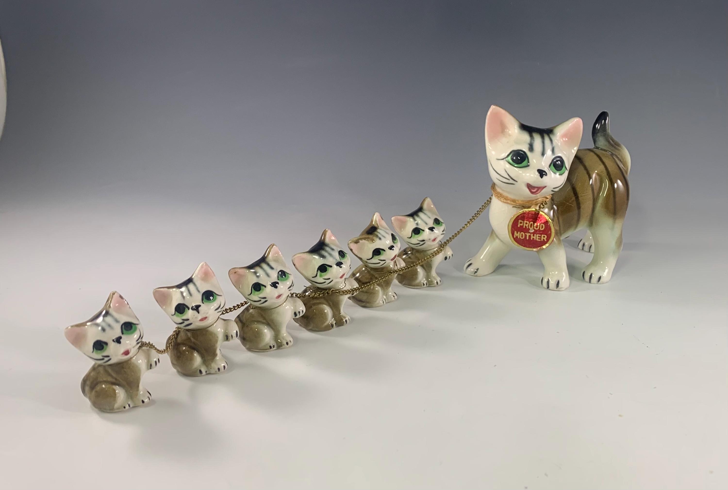 G Novelty Co Japan Proud Mother Cat With 6 Chained Kittens - Etsy