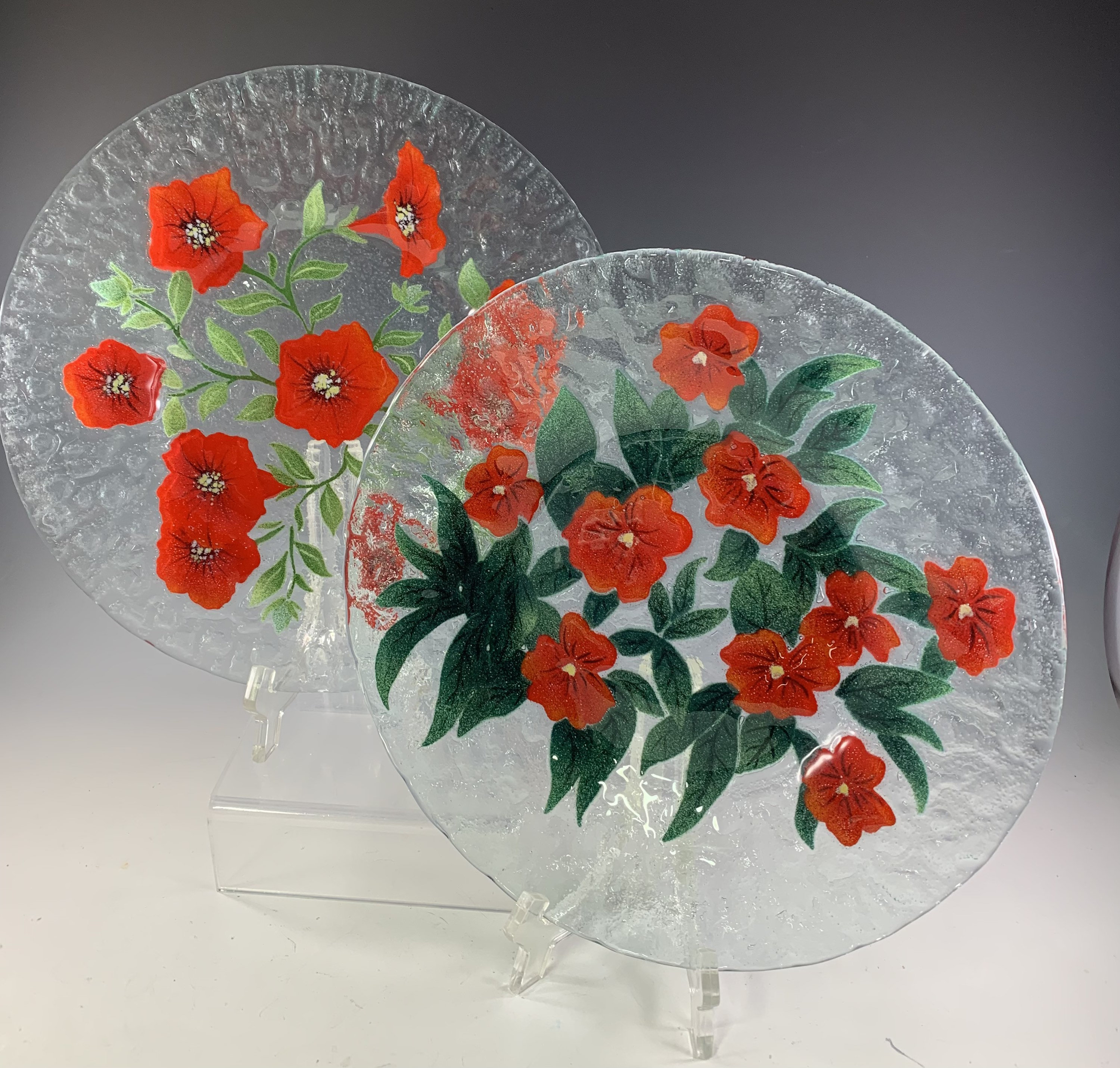 Sydenstricker Glass Red Floral Dinner Plate in Your Choice of Etsy