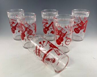 Buffalo Gals Music Tumblers by Hazel Atlas ~ Set of 6