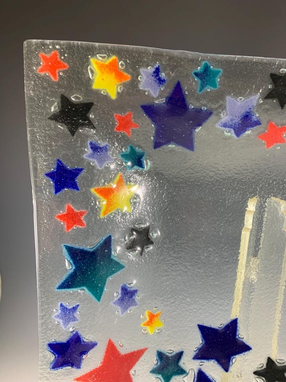 Peggy Karr Large Colorful Stars Plate/serving Platter - Etsy