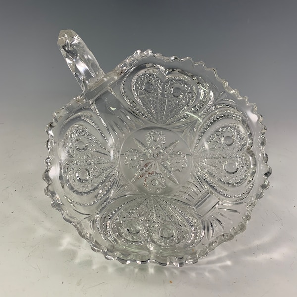 EAPG Imperial Glass No. 292 (OMN) aka Zippered Heart Handled Nappy Dish c1905