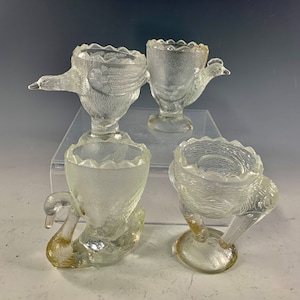 Westerlo House Glass Menagerie Bird Egg Cups or Toothpick Holders ~ Set of 4