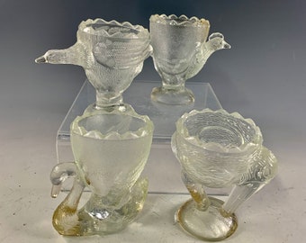 Westerlo House Glass Menagerie Bird Egg Cups or Toothpick Holders ~ Set of 4