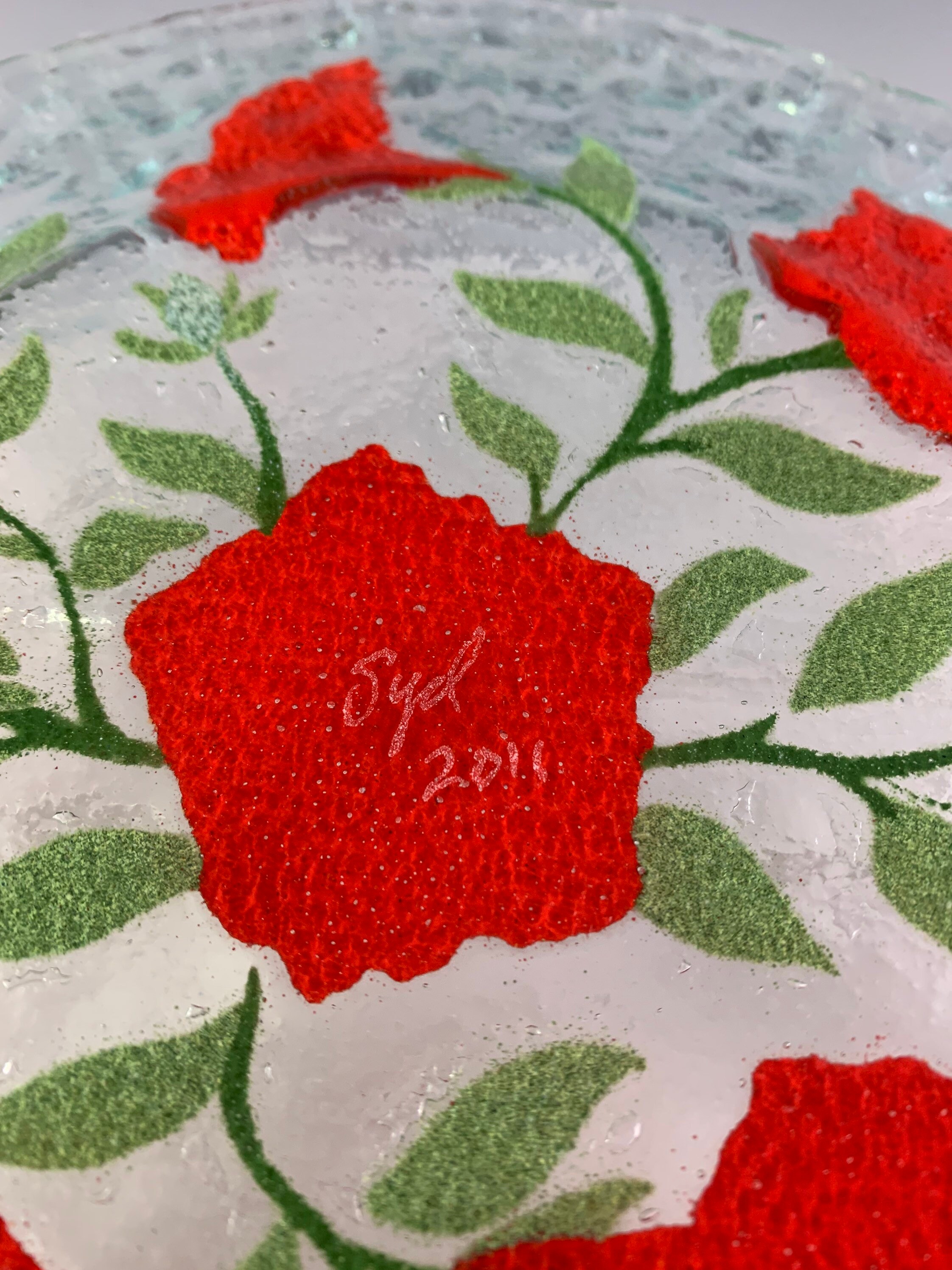 Sydenstricker Glass Red Floral Dinner Plate in Your Choice of Etsy