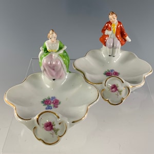 Vintage Occupied Japan Colonial Couple Trinket Dishes
