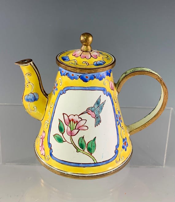 Kelvin Chen Collectible Mini Teapot With Hummingbird and Flower Design Etsy