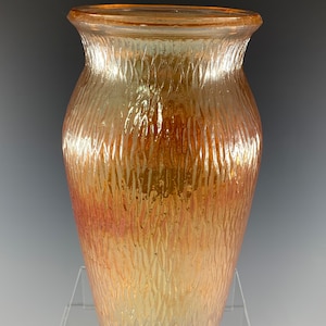 Jeannette Glass Iridescent Marigold No. 21 Crepe Effect Vase