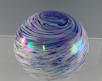 Balos Mouthblown Glass Blue/White Swirl Paperweight