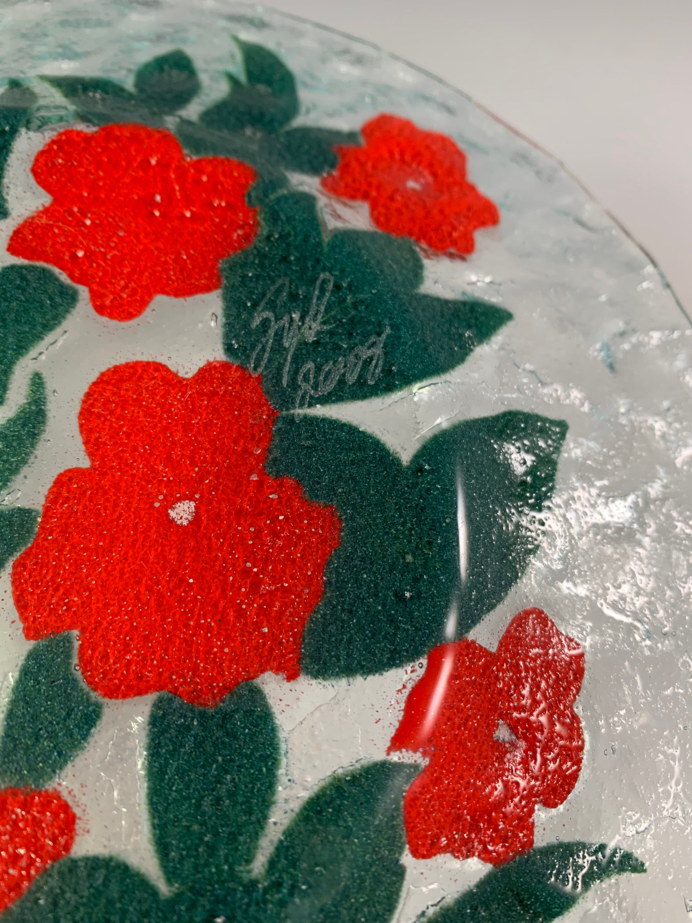 Sydenstricker Glass Red Floral Dinner Plate in Your Choice of Etsy