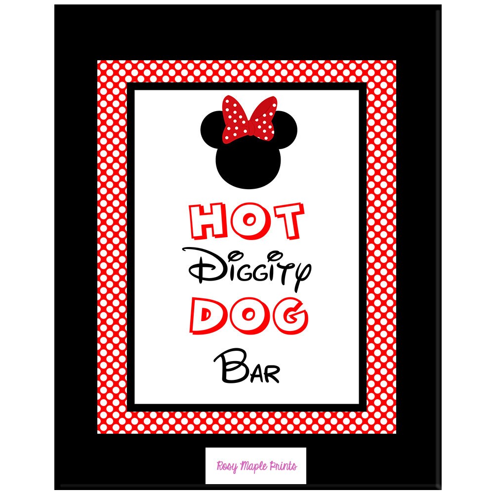 INSTANT DOWNLOAD Hot Diggity Dog Bar 8x10 Sign Minnie Mouse Etsy