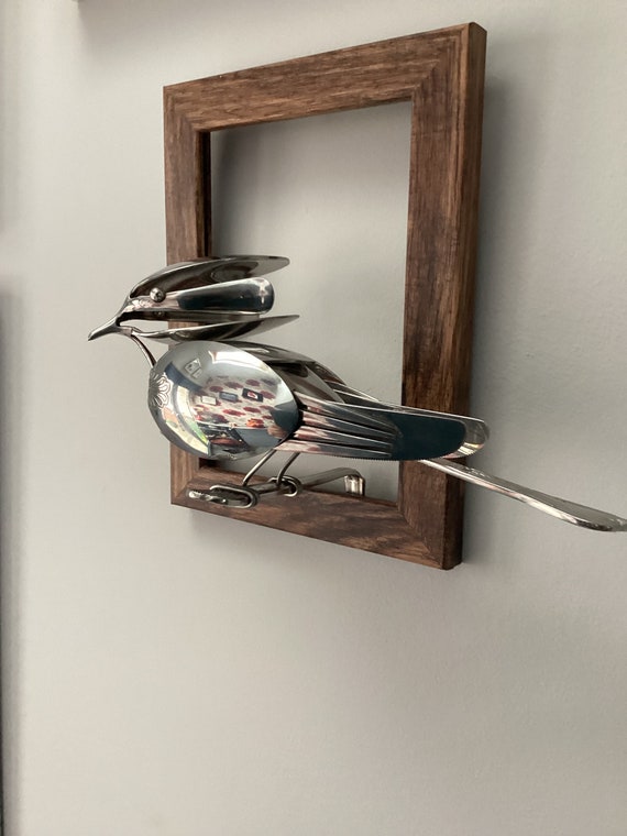 Cutlery Bird, up cycled silverware,  silverware sculpture, welded art, bird lovers, bird gift,  Silverware Bird, Spoon Bird, Silverware Art,