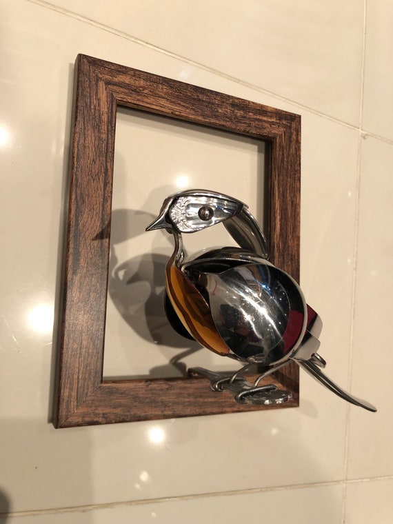 Robin Cutlery Bird, up cycled silverware,  silverware sculpture, welded art, bird lovers, bird gift,  Silverware Bird, Spoon Bird,