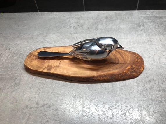 Cutlery Bird Sculpture – Handmade Recycled Silverware – Garden or Home Decor: Handmade Metal Figurine