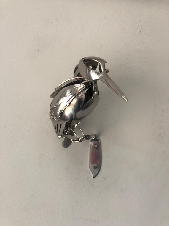 Handmade Kingfisher Sculpture Made from Recycled Cutlery | Handmade Bird Art | Upcycled Metal Wildlife Gift