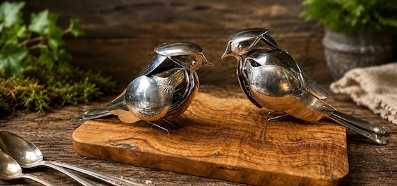 Cutlery Bird Sculpture – Handmade Recycled Silverware – Garden or Home Decor: Handmade Metal Figurine