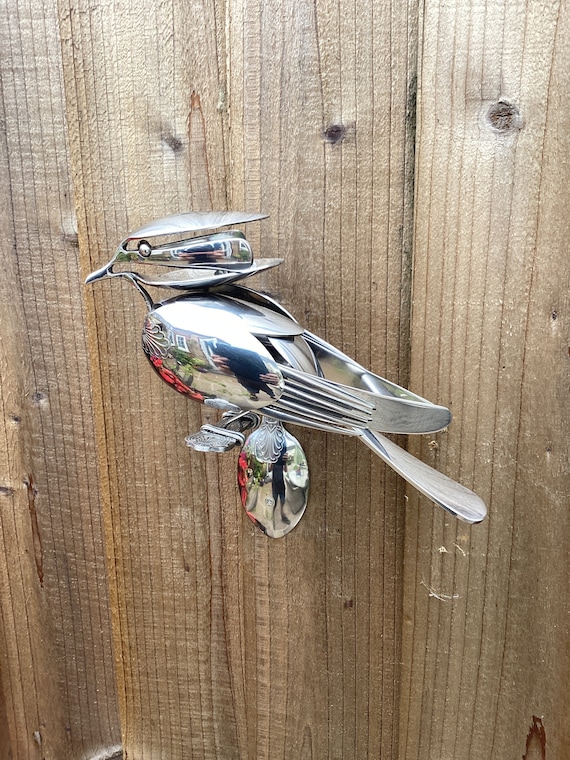 Cutlery Bird, up cycled silverware,  silverware sculpture, welded art, spoon bird, scrap art,  Silverware Bird, Spoon bird , Silverware Art,