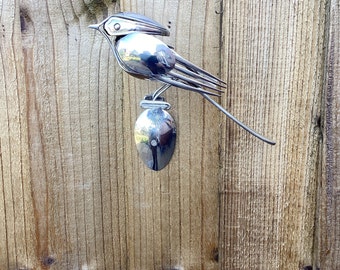 Cutlery bird, bird figurine, upcycled silverware, spoon bird, bird made from cutlery, metal bird art, bird art, wall art, bird gift