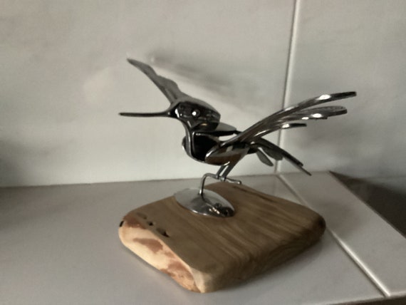 Table top Cutlery bird, hand-made from upcycled silverware, wall art, bird figurine, spoon artwork,