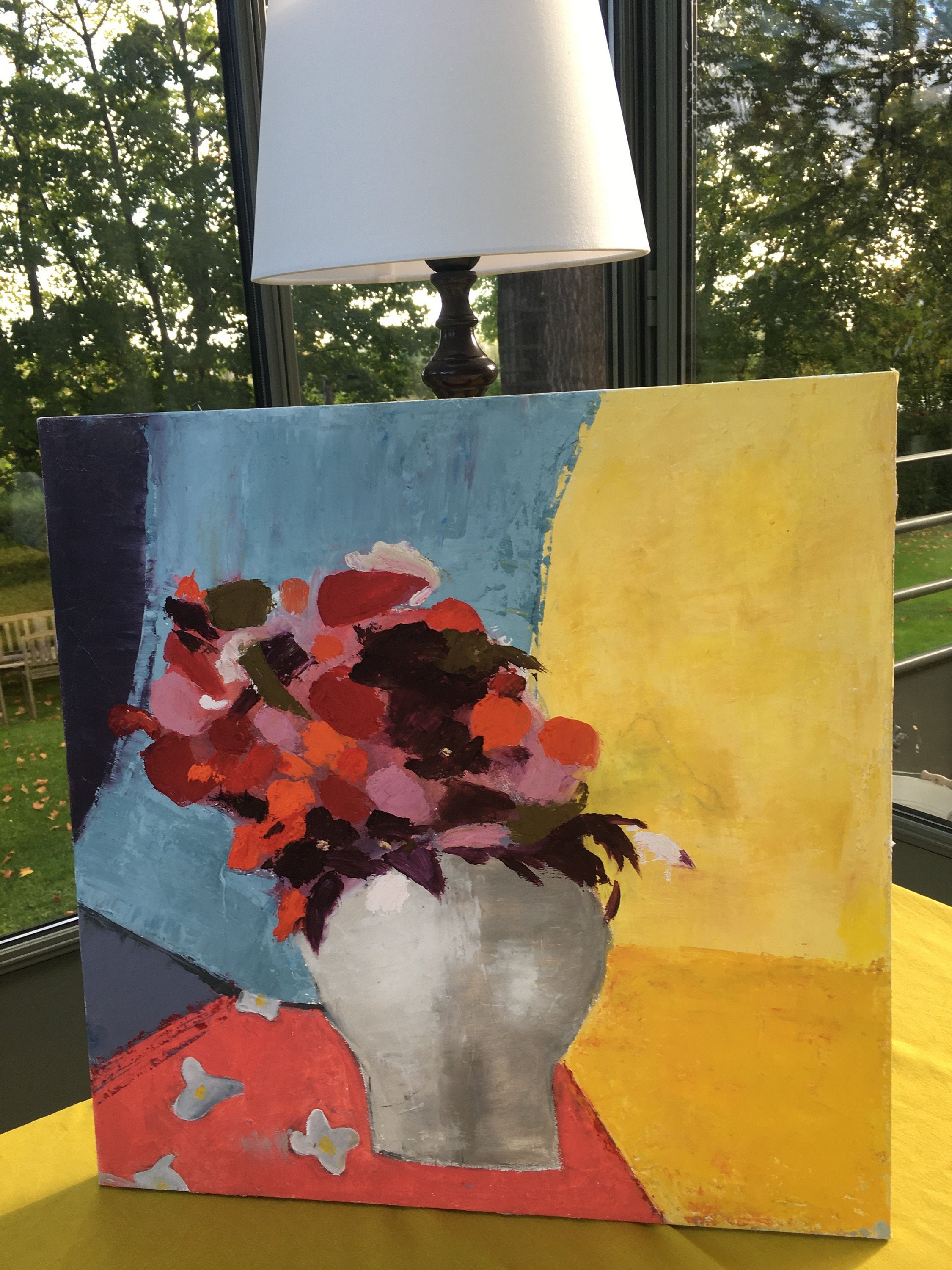 Laurent's Flowers/ Peinture à L'huile/Cirefroide/ Tableau Carré 50x50/ Décoration Murale/Wall Painti