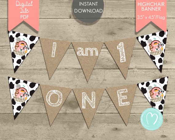 Printable High Chair Banner I Am One One Farm Birthday Etsy