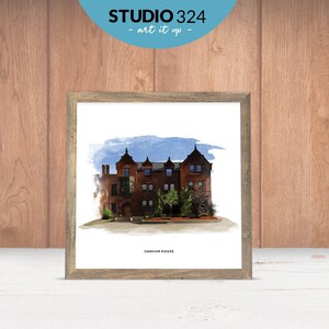 Oakham House Digital Watercolor Art Print of Famous Toronto Homes, Travel Poster Souvenir Made in Canada as Home Decor Gift