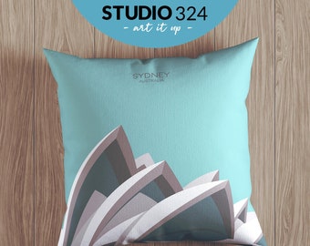 Sydney Australia Travel Art Pillow as Home Decor Accessory, Australian Travel Souvenir Gift, Illustrated Cushion Cover & Colorful Pillowcase